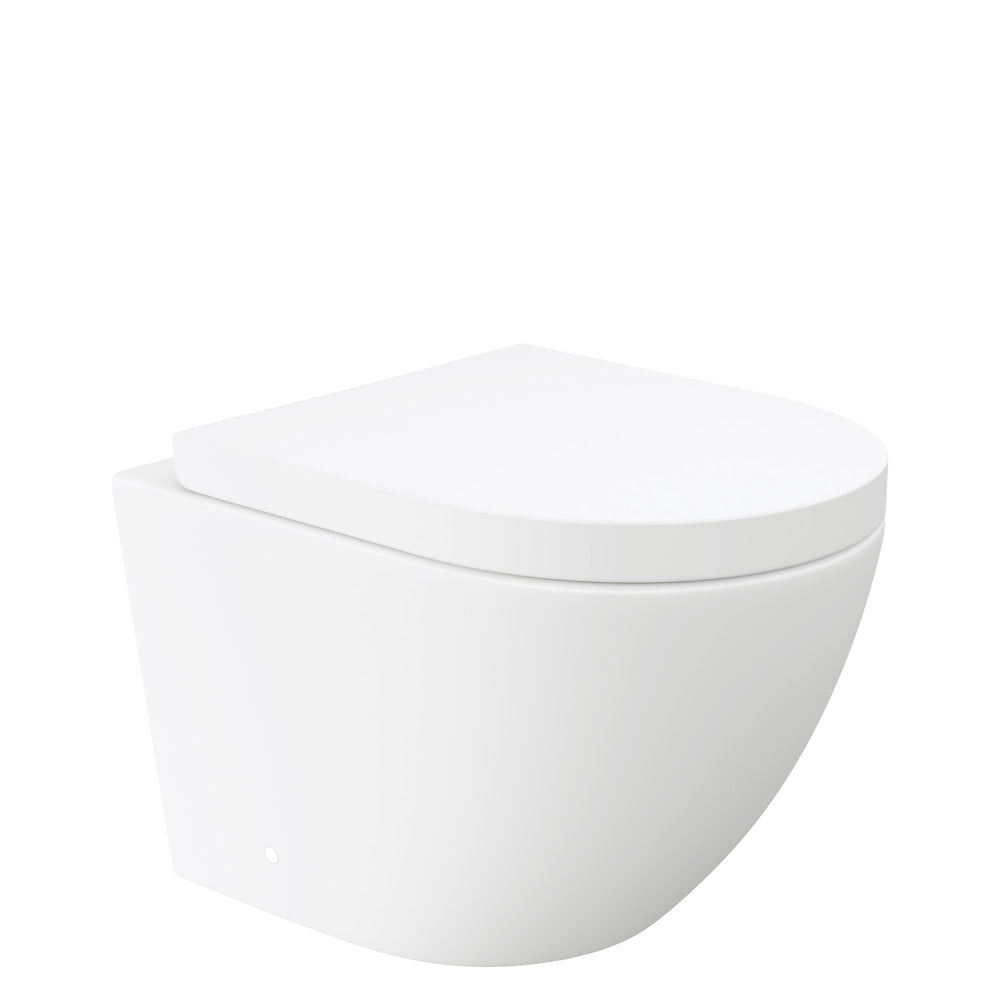 Fienza Koko Tornado Wall-Hung VIEGA V-02 P-Trap Matte Uni Seat No Button, Gloss White