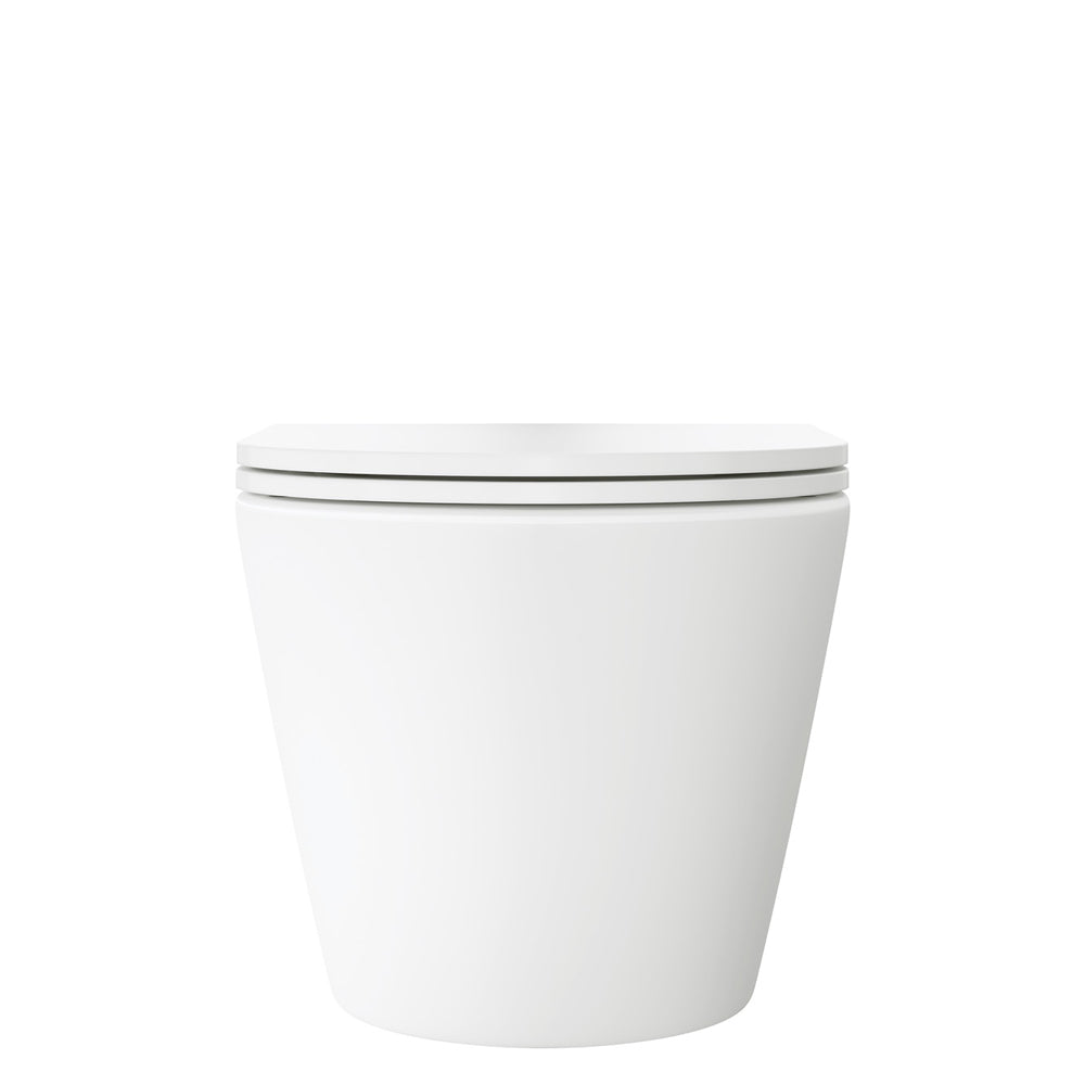 Fienza Koko Tornado Flush Wall Hung Toilet Suite, Matte White with Slim Seat
