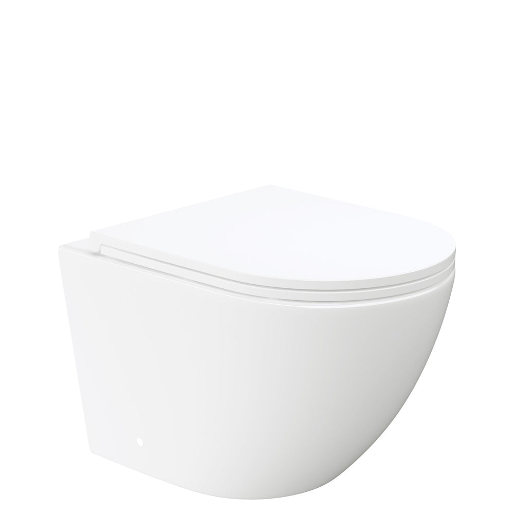Fienza Koko Tornado Flush Wall Hung Toilet Suite, Gloss White with Slim Seat