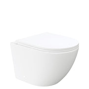 Fienza Koko Tornado Flush Wall Hung Toilet Suite, Gloss White with Slim Seat