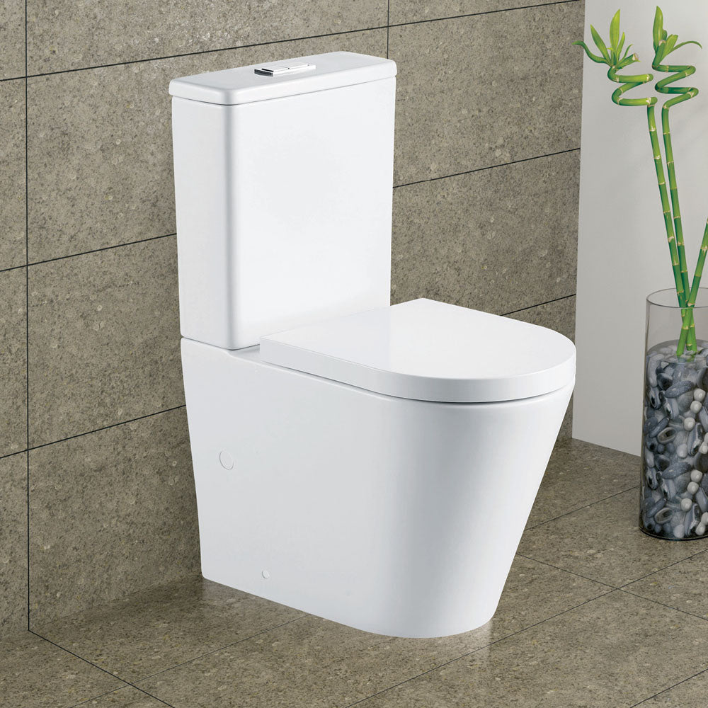 Fienza Aluca Tornado P-Trap Back-to-Wall Toilet Suite 4 Star Rated 4.5/3L Slim Seat, Gloss White