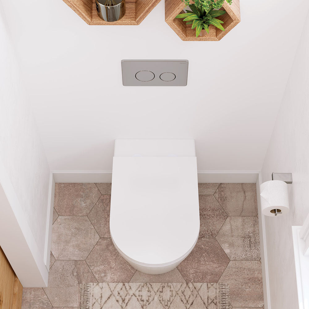 Fienza Aluca Tornado Flush Wall-Faced Toilet Suite, Gloss White with Slim Seat