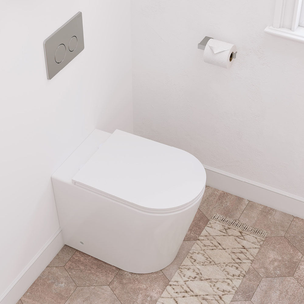 Fienza Aluca Tornado Flush Wall-Faced Toilet Suite, Gloss White with Slim Seat