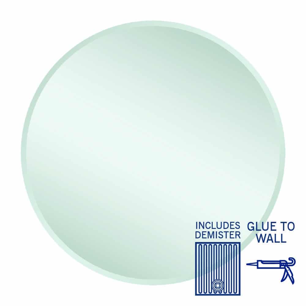 Thermogroup Kent 18mm Bevel Round Mirror - 800mmØ Glue-to-Wall and Demister