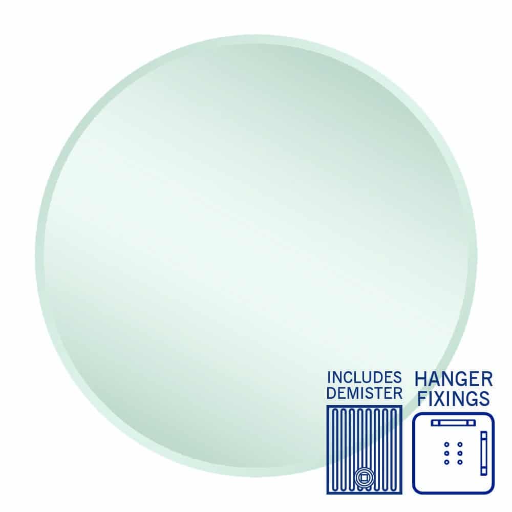 Thermogroup Kent 18mm Bevel Round Mirror - 800mmØ with Hangers and Demister