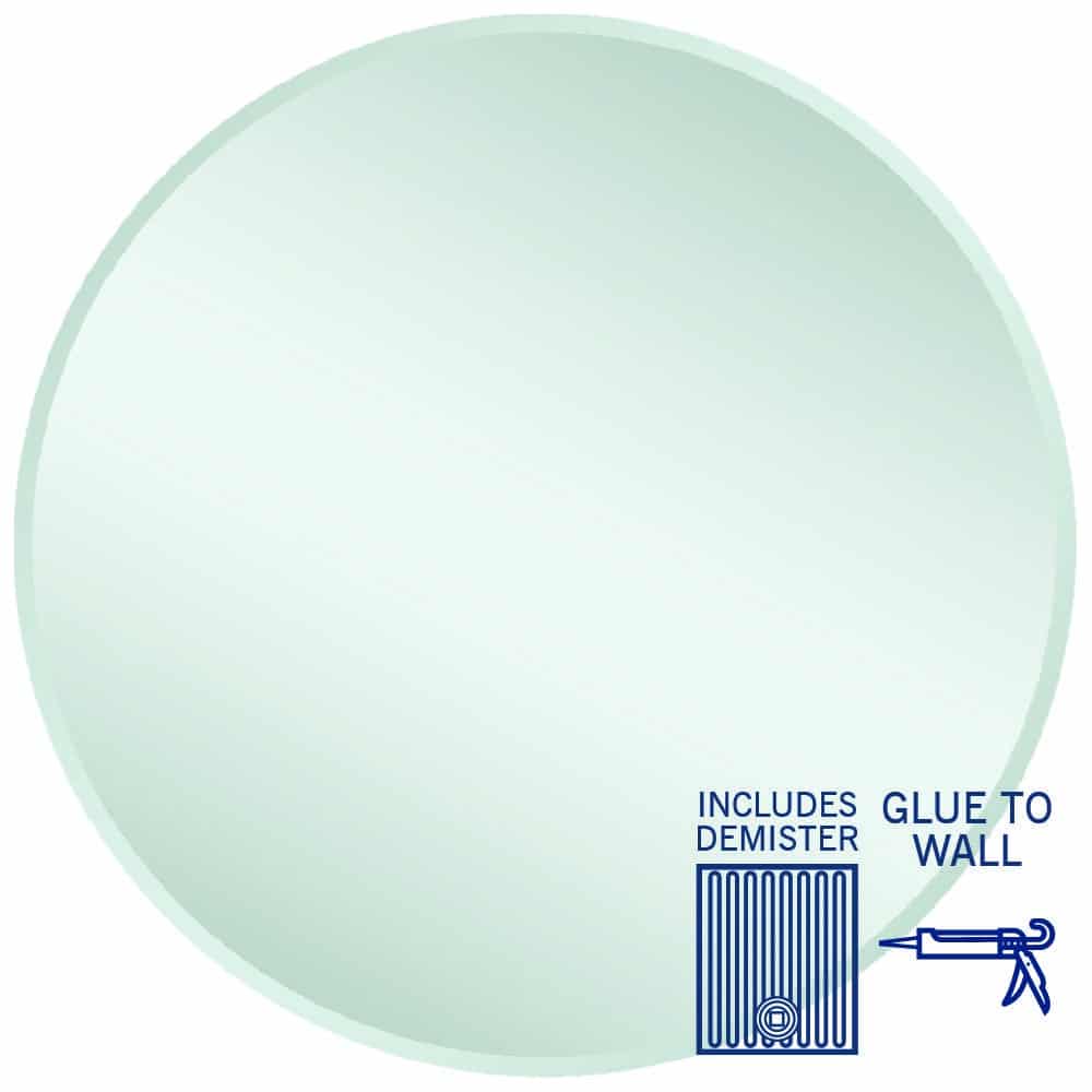 Thermogroup Kent 18mm Bevel Round Mirror - 900mmØ Glue-to-Wall and Demister
