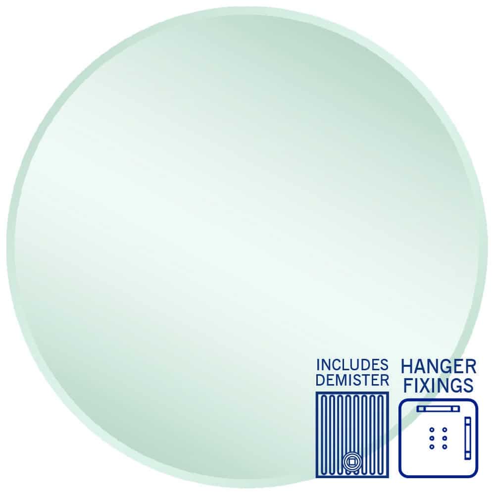 Thermogroup Kent 18mm Bevel Round Mirror - 900mmØ with Hangers and Demister