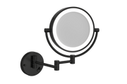 Thermogroup 1 & 5x Magnification Wall Mounted Shaving Mirror, 200mm Diameter with Concealed Wiring, Matt Black