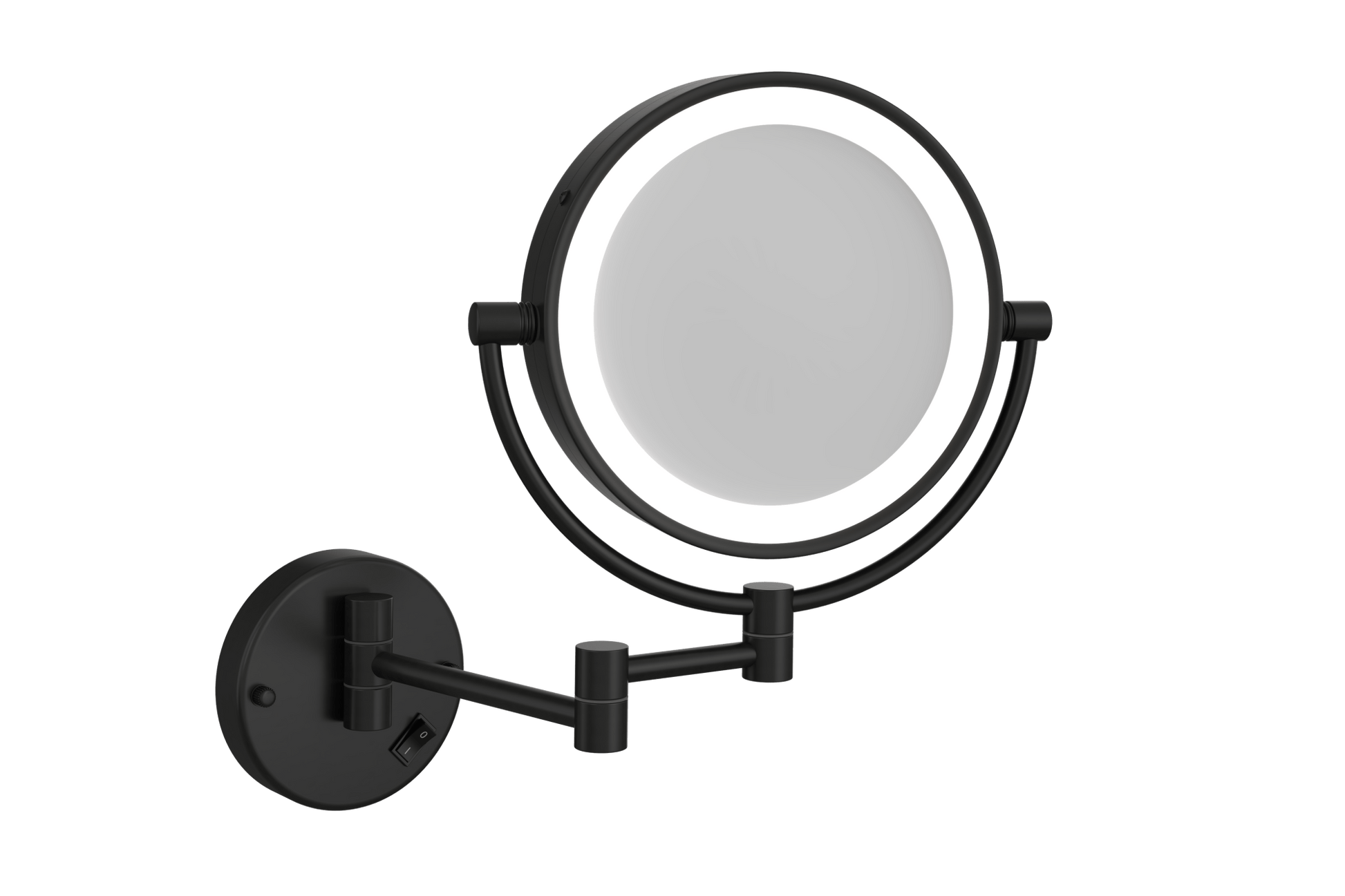 Thermogroup 1 & 5x Magnification Wall Mounted Shaving Mirror, 200mm Diameter with Concealed Wiring, Matt Black