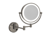 Thermogroup 1 & 5x Magnification Wall Mounted Shaving Mirror, 200mm Diameter with Concealed Wiring, Brushed Nickel