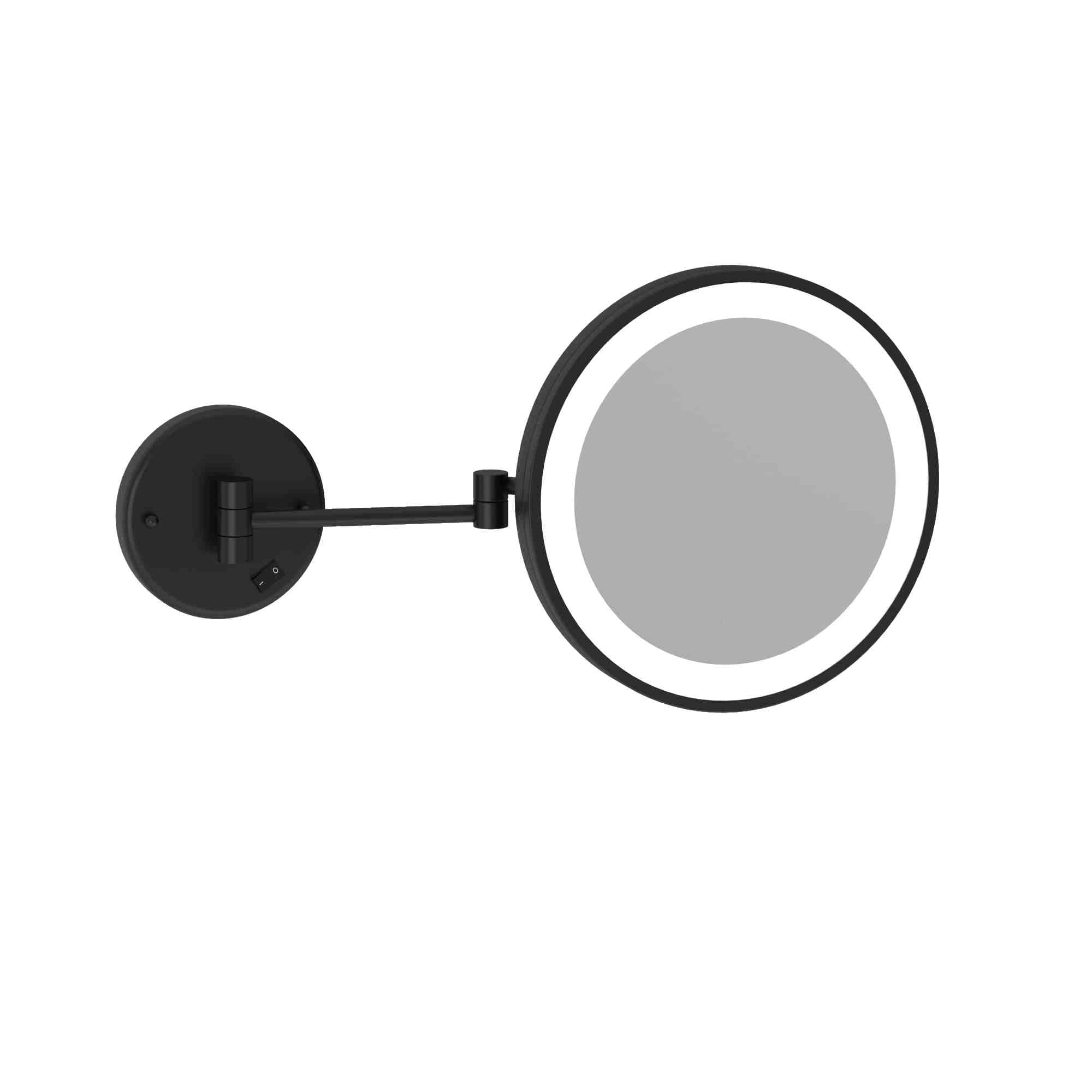 Thermogroup 3x Magnification Wall Mounted Shaving Mirror, 250mm Diameter with Concealed Wiring, Matt Black