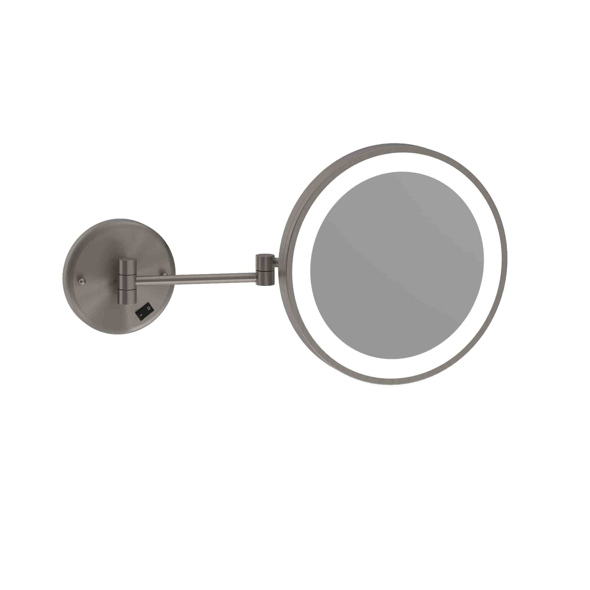 Thermogroup 3x Magnification Wall Mounted Shaving Mirror, 250mm Diameter with Concealed Wiring, Brushed Nickel