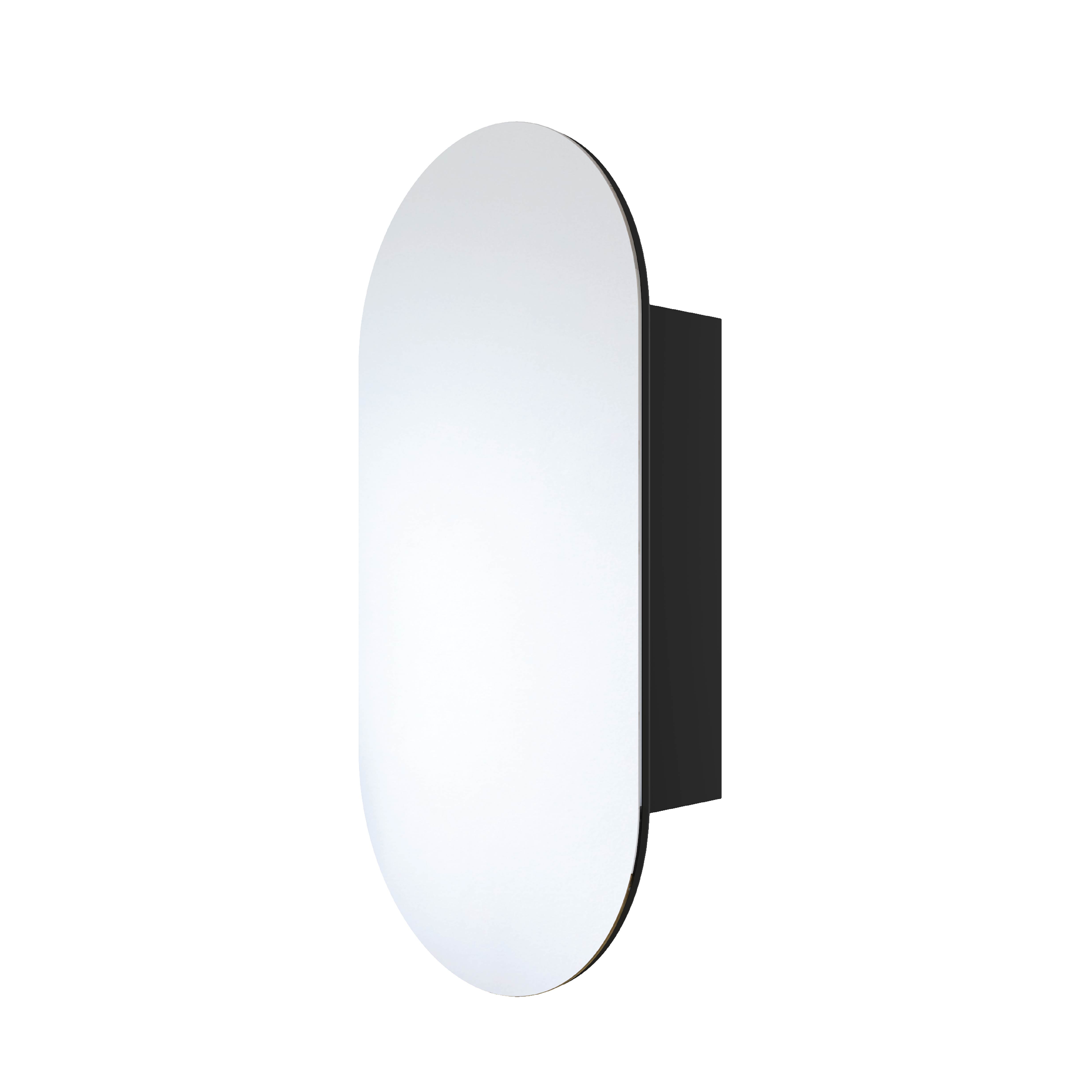 Thermogroup Lincoln Pill Mirror Cabinet - 500x1000x150mm, Black