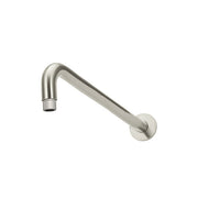 Round Wall Shower Curved Arm 400mm, Brushed Nickel