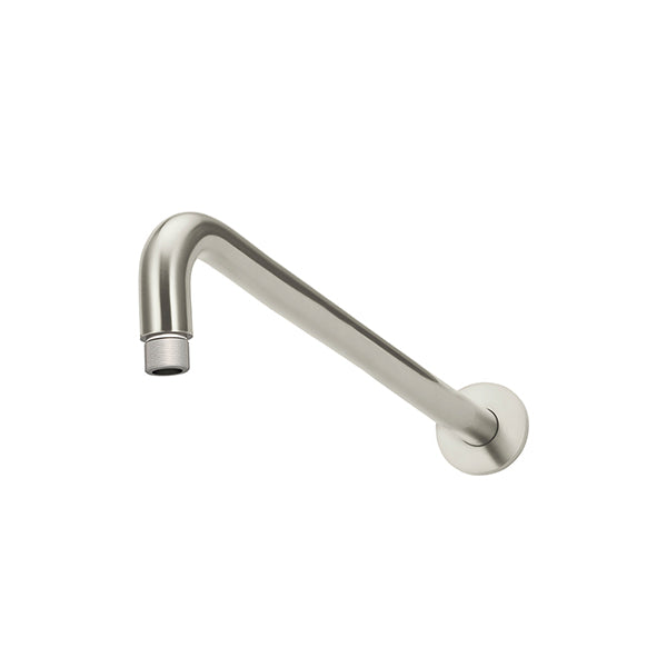 Round Wall Shower Curved Arm 400mm, Brushed Nickel