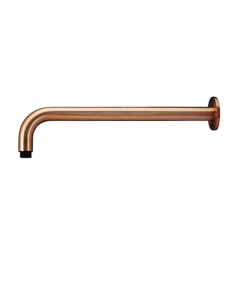 Round Wall Shower Curved Arm 400mm, Lustre Bronze
