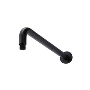 Round Wall Shower Curved Arm 400mm, Matte Black