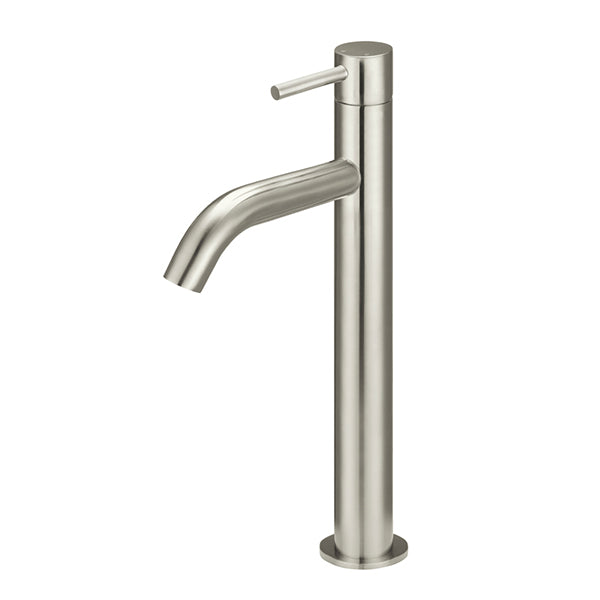 Piccola Tall Basin Mixer Tap with 130mm Spout, Brushed Nickel