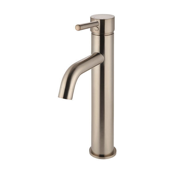Round Tall Curved Basin Mixer, Champagne