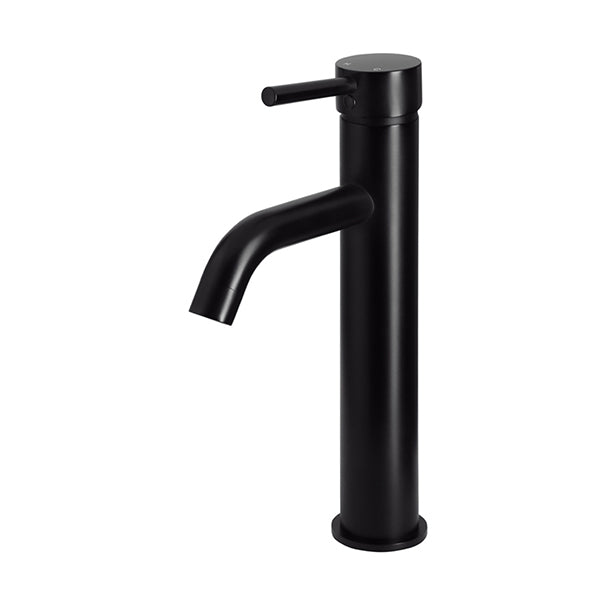 Round Tall Curved Basin Mixer, Matte Black