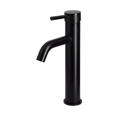 Meir Round Tall Curved Basin Mixer, Matte Black