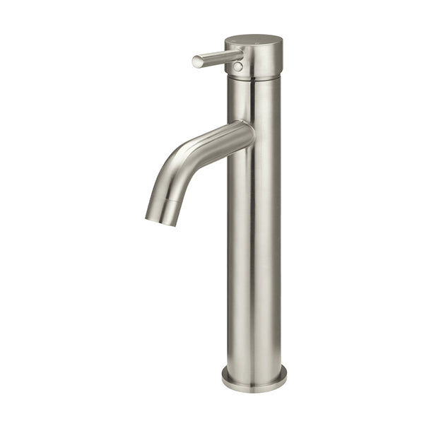 Round Tall Curved Basin Mixer, Brushed Nickel