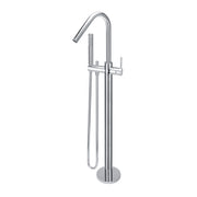 Round Freestanding Bath Spout and Hand Shower, Polished Chrome
