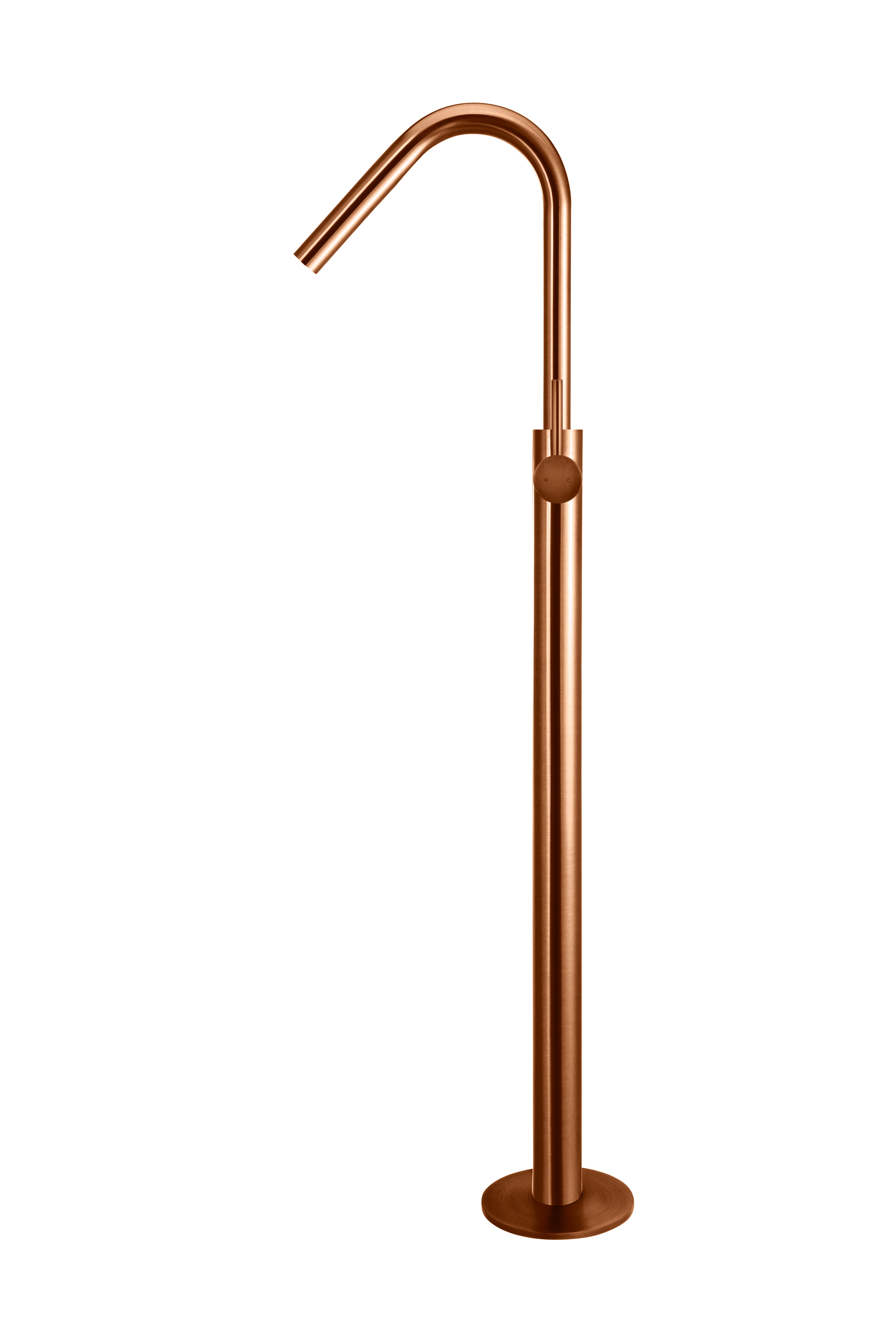Round Freestanding Bath Spout and Hand Shower, Lustre Bronze