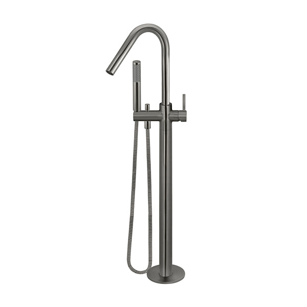 Round Freestanding Bath Spout and Hand Shower, Shadow