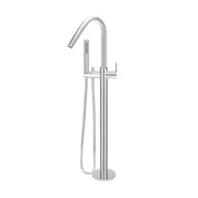 Round Paddle Freestanding Bath Spout and Hand Shower, Polished Chrome