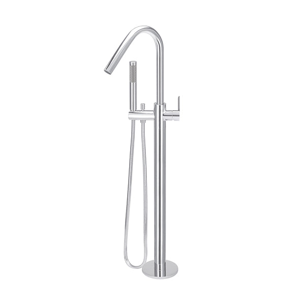 Round Paddle Freestanding Bath Spout and Hand Shower, Polished Chrome