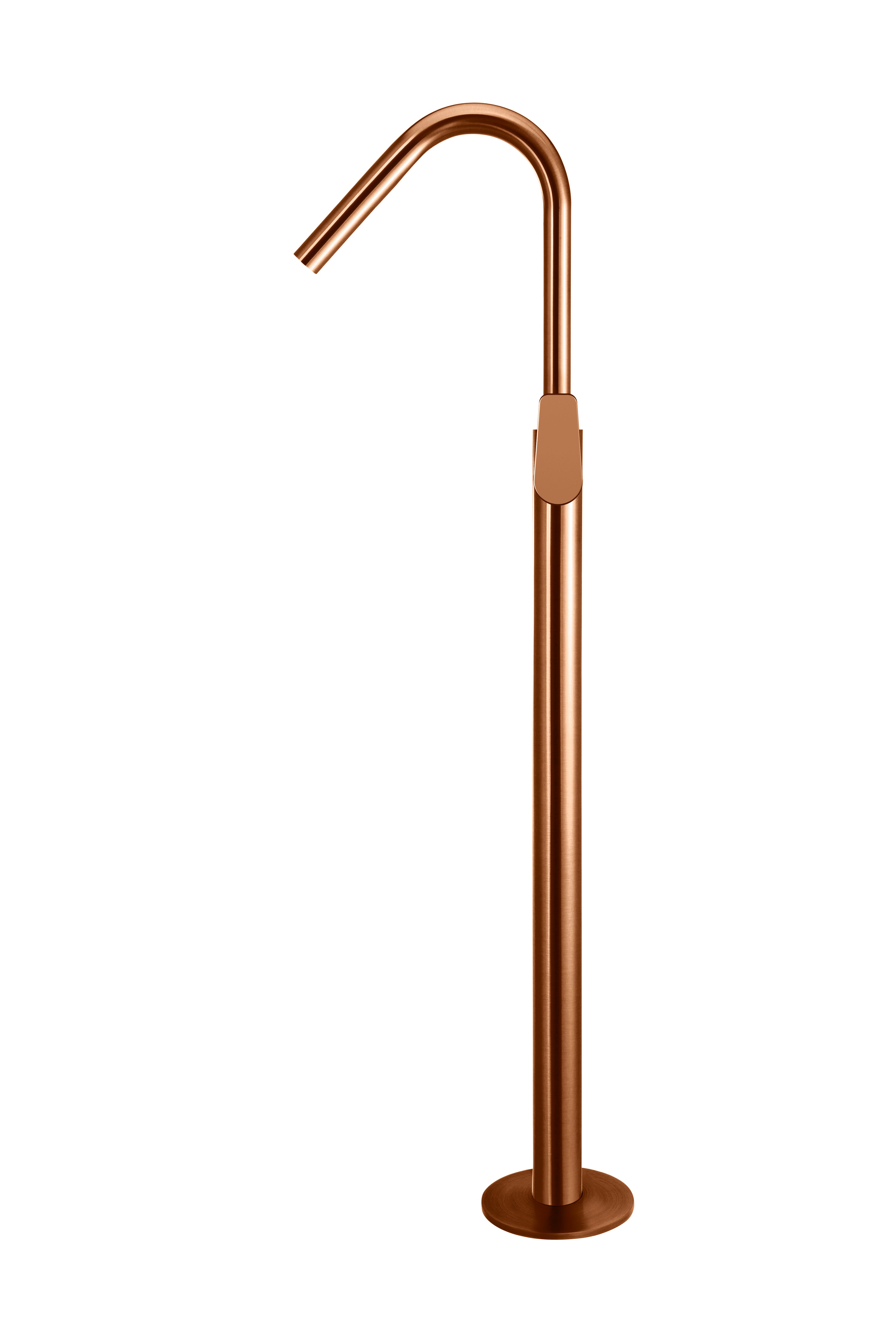 Round Paddle Freestanding Bath Spout and Hand Shower, Lustre Bronze