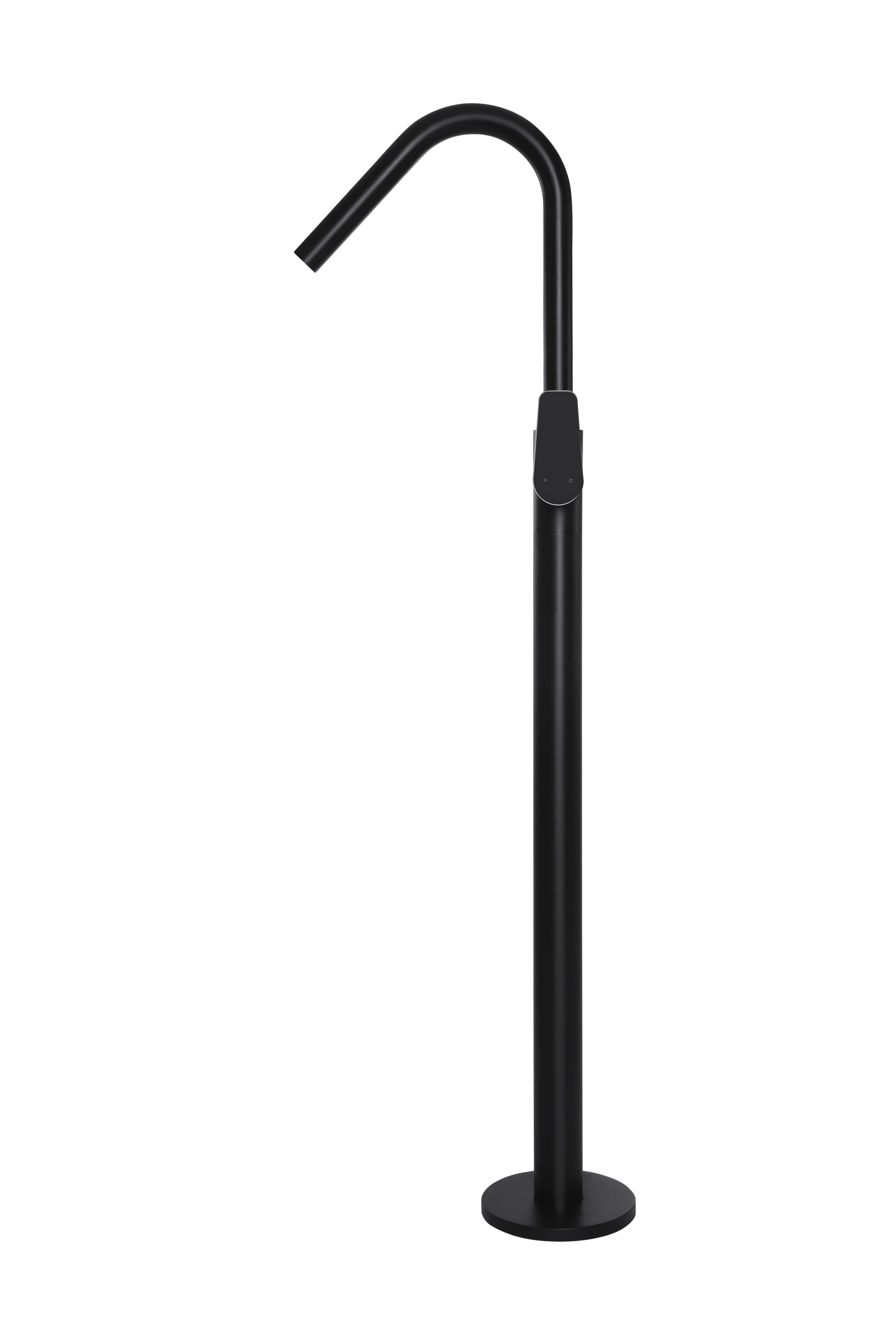 Round Paddle Freestanding Bath Spout and Hand Shower, Matte Black