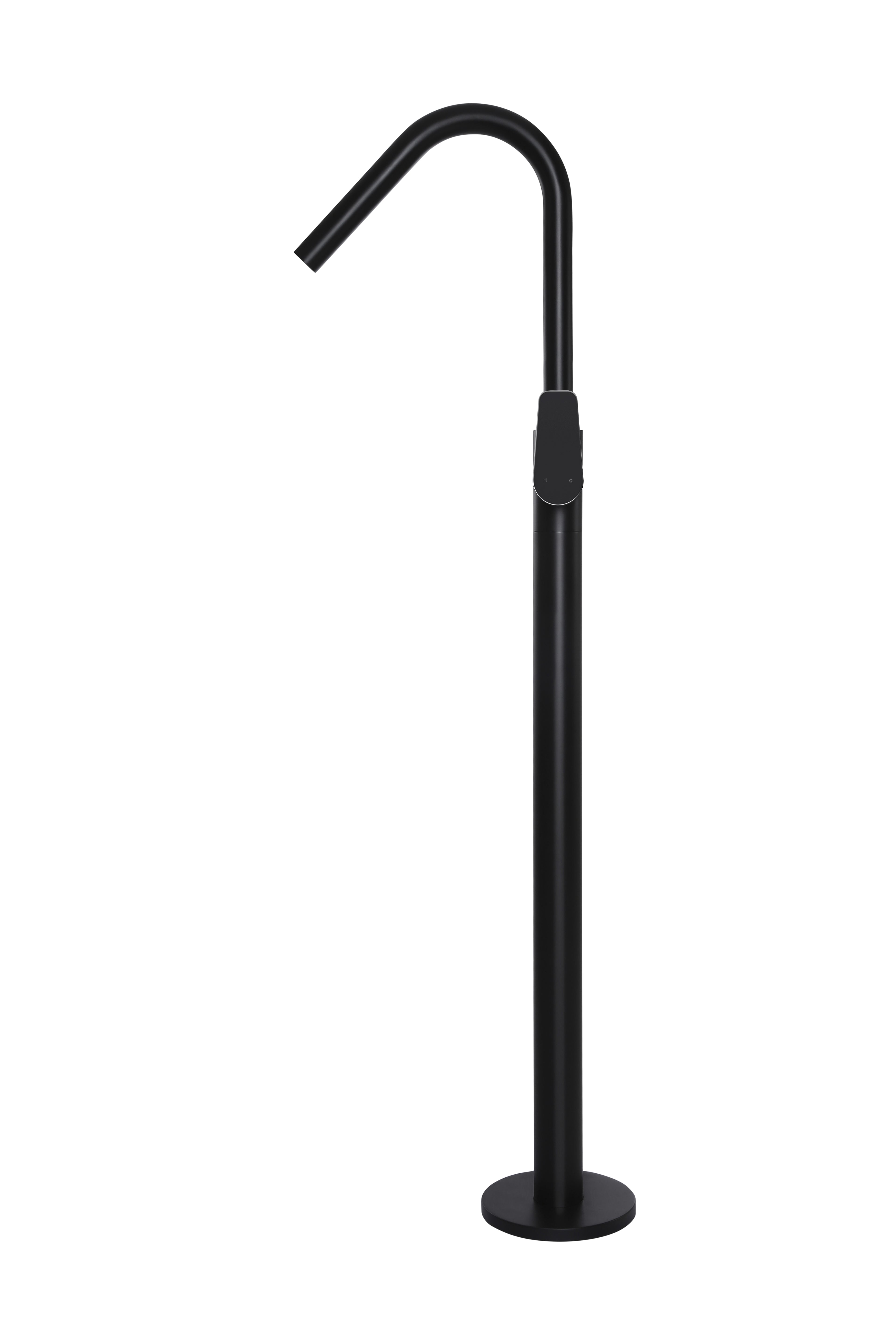 Round Paddle Freestanding Bath Spout and Hand Shower, Matte Black