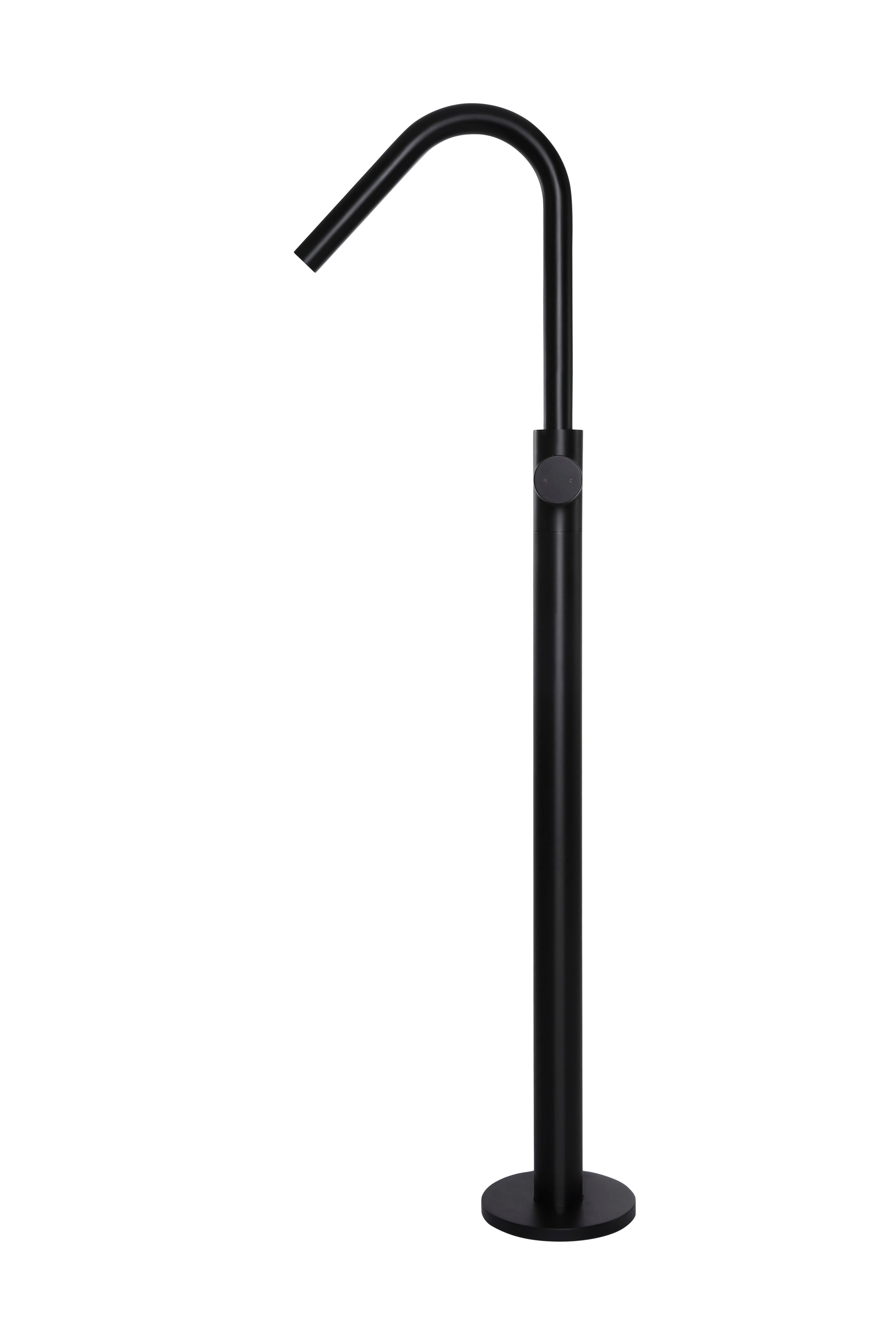 Round Pinless Freestanding Bath Spout and Hand Shower, Matte Black