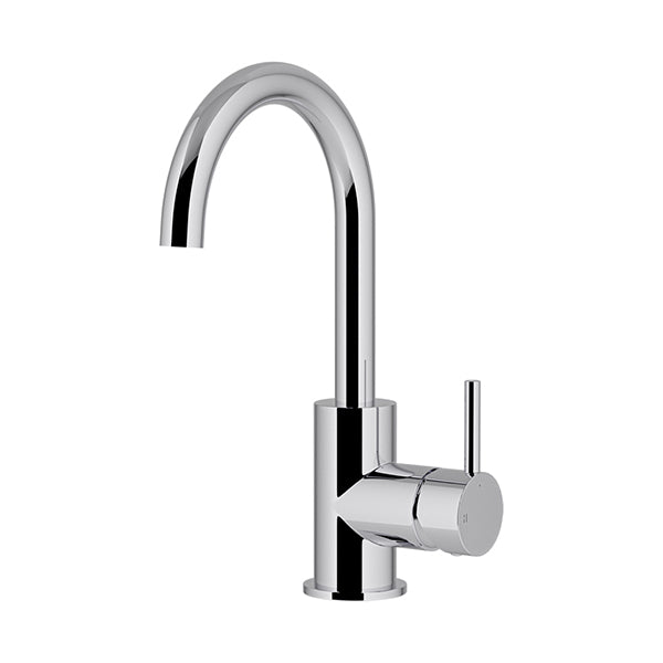 Round Gooseneck Basin Mixer with Cold Start, Polished Chrome