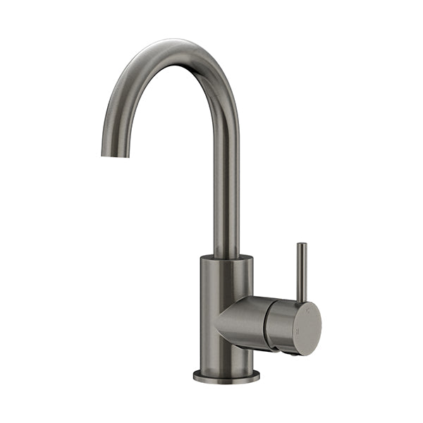 Round Gooseneck Basin Mixer with Cold Start, Shadow