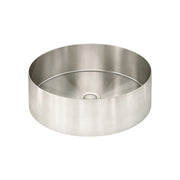 Steel Round Bathroom Basin 380 x 110, Brushed Nickel