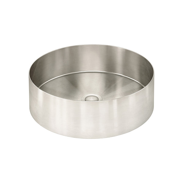 Steel Round Bathroom Basin 380 x 110, Brushed Nickel