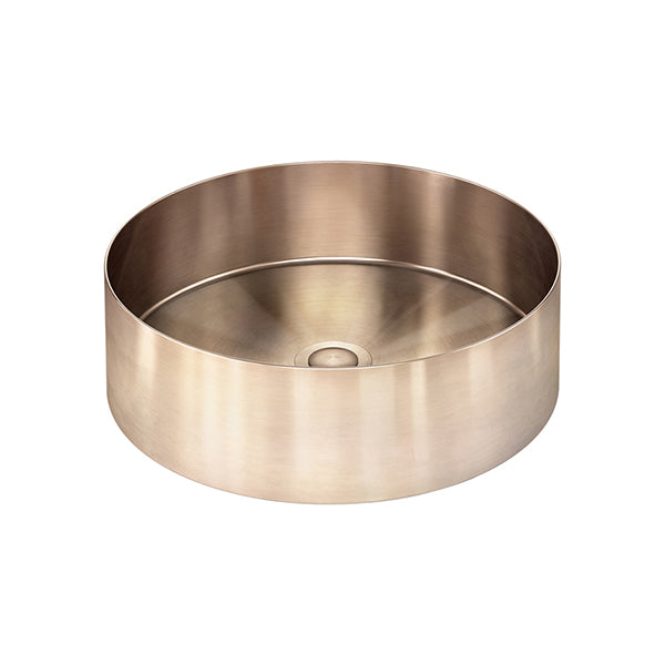 Steel Round Bathroom Basin 380 x 110 PVD, Champagne