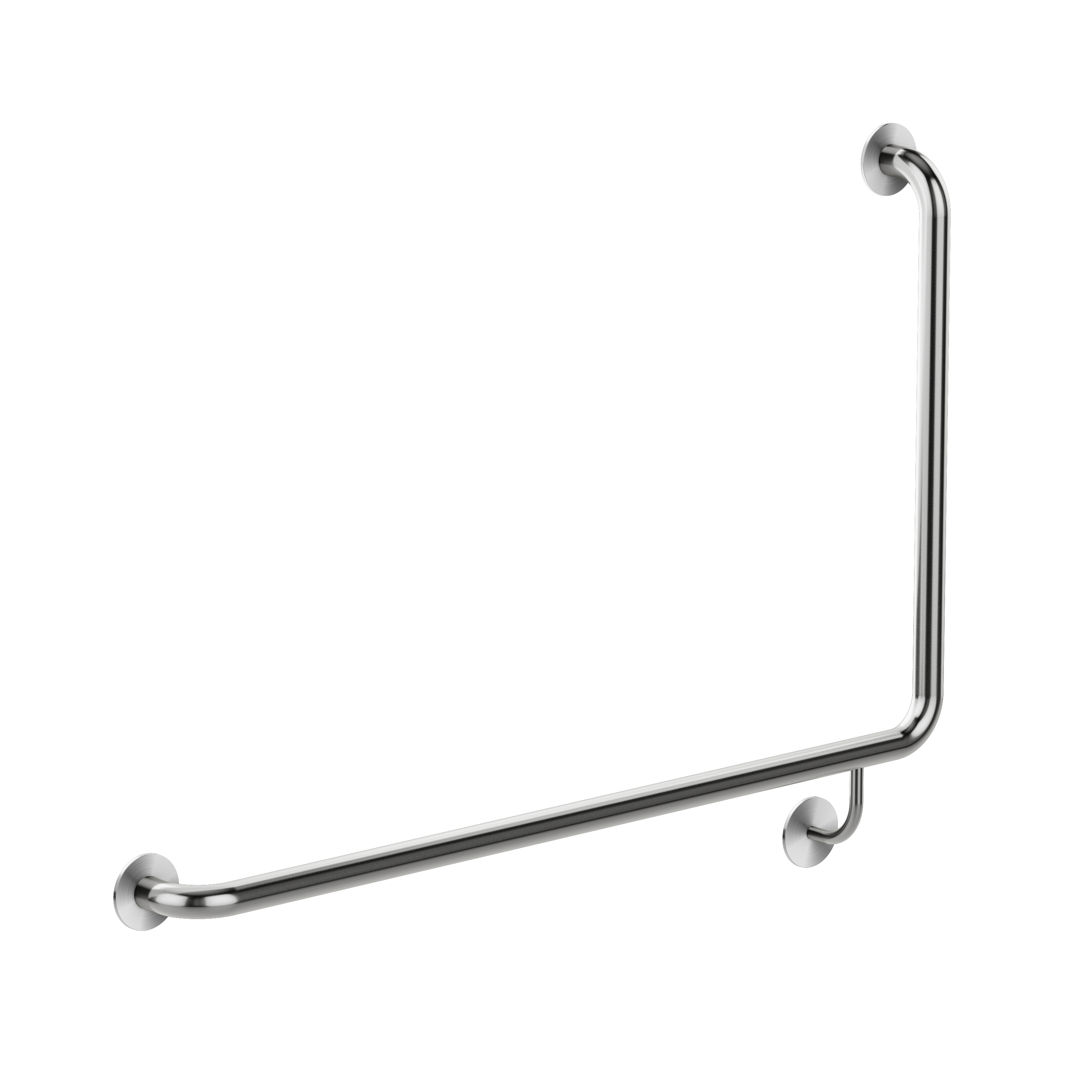 care range 90 degree Left Side grab rail 600mm, Brushed Nickel