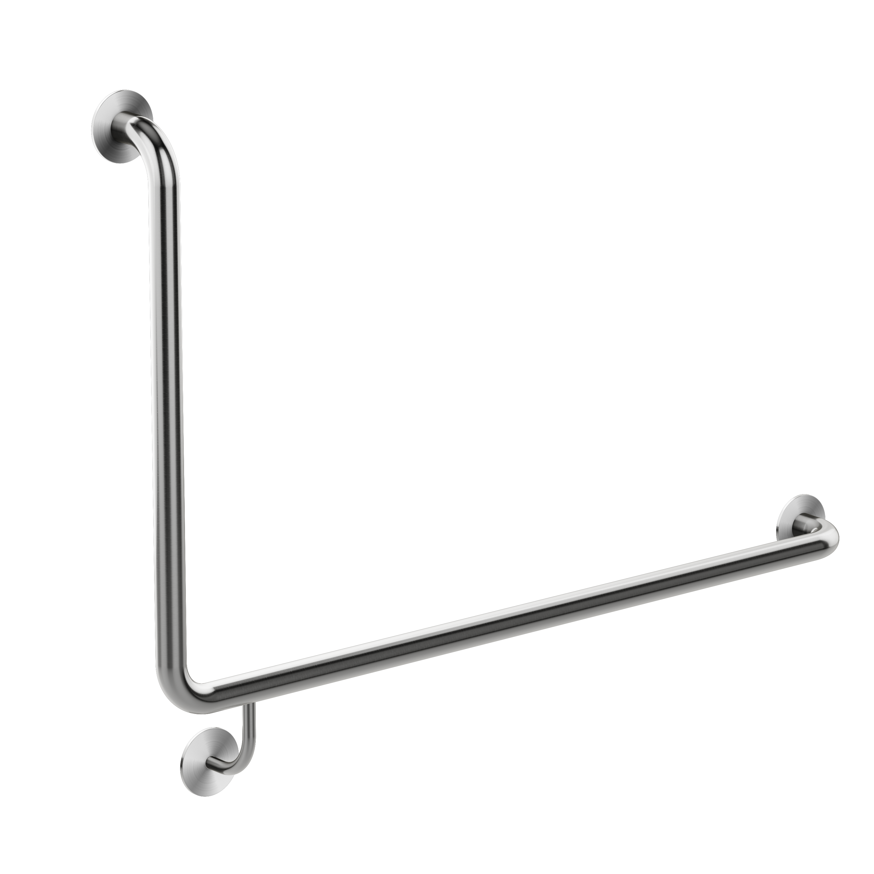 care range 90 degree Right Side grab rail 600mm, Brushed Nickel