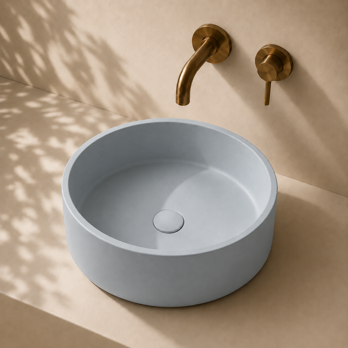 Milano Cerchio Concrete 380mm Above Counter Basin, Serenity Blue