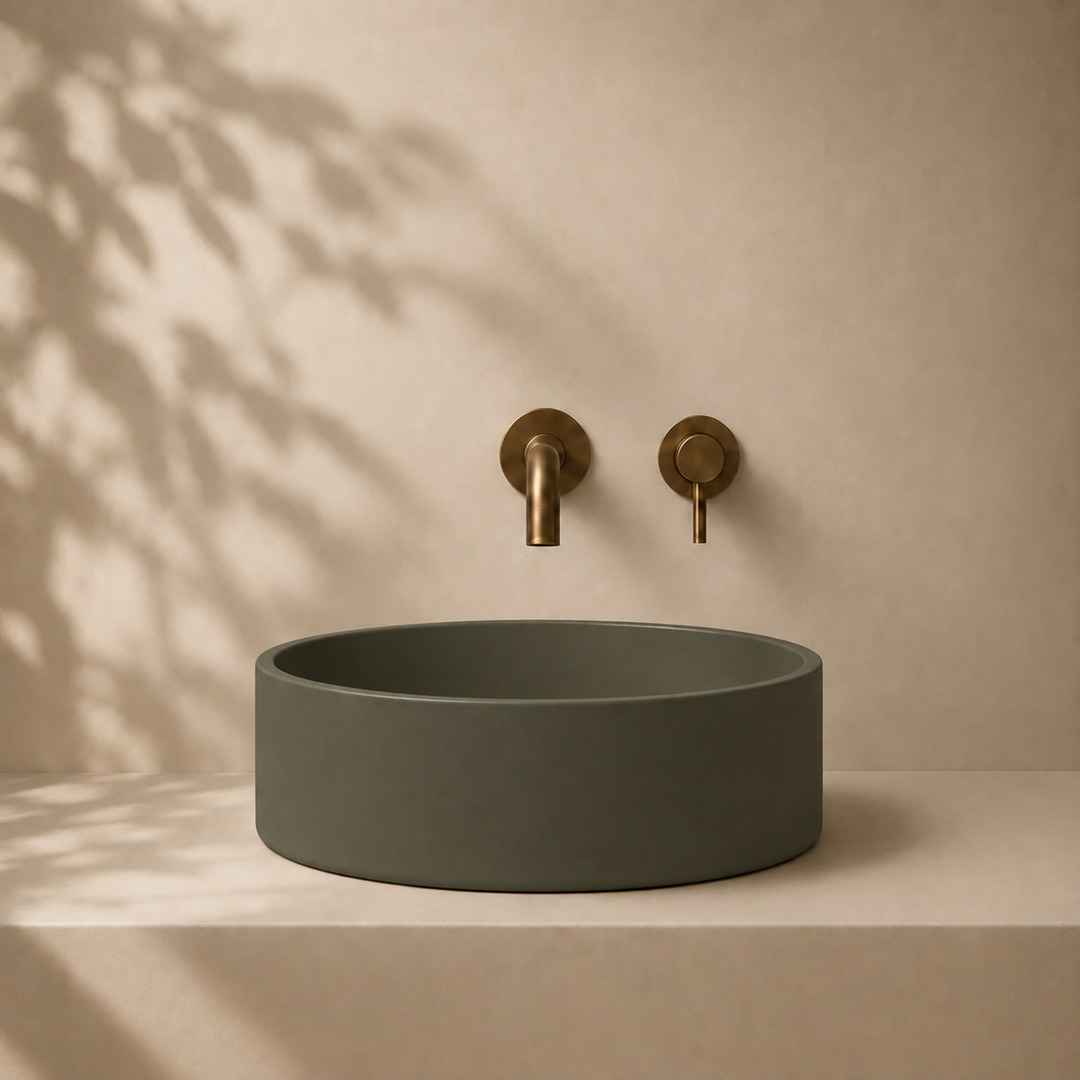 Milano Cerchio Concrete 380mm Above Counter Basin, Dark Olive Green