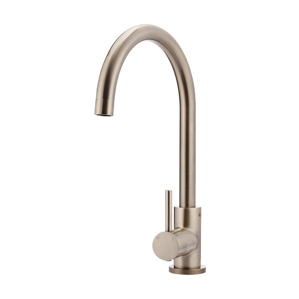 Round Gooseneck Kitchen Mixer Tap, Champagne