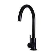 Round Gooseneck Kitchen Mixer Tap, Matte Black