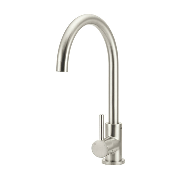 Round Gooseneck Kitchen Mixer Tap, Brushed Nickel