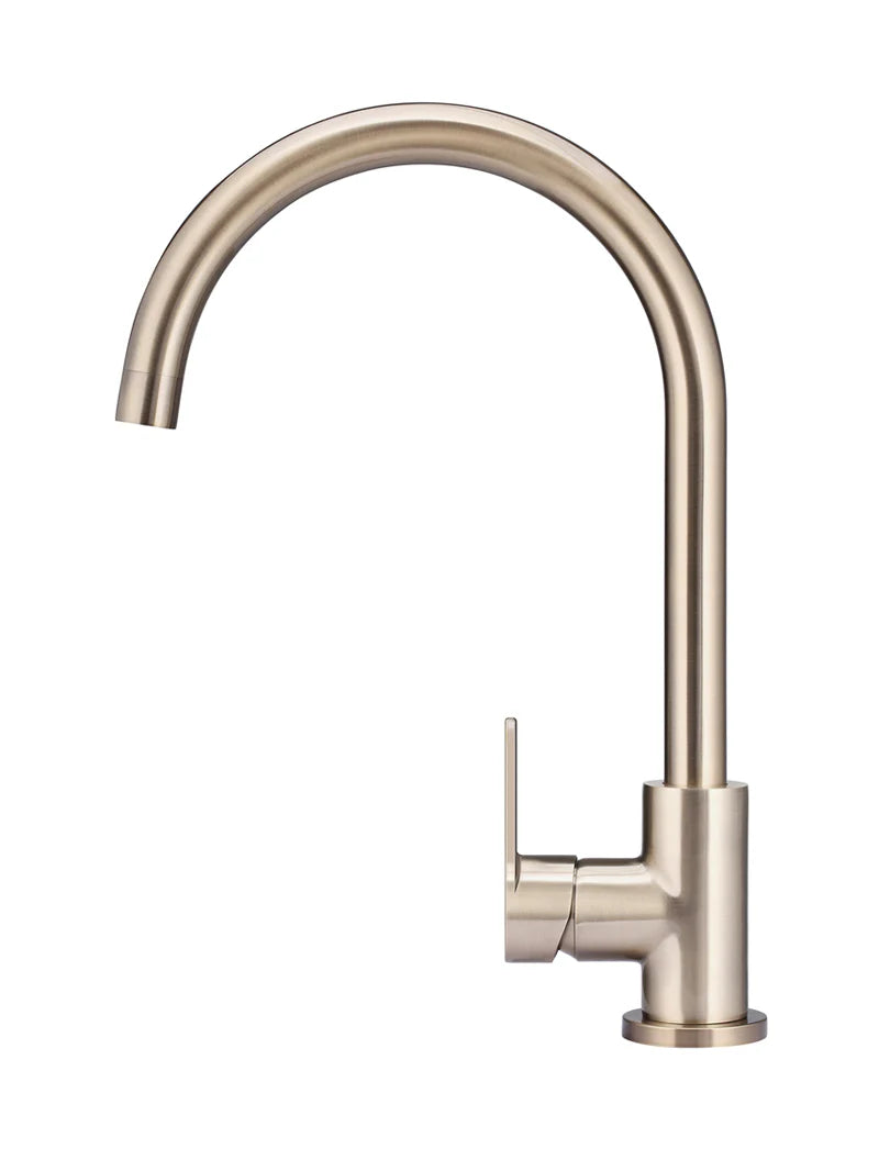 Meir Round Paddle Gooseneck Kitchen Mixer Tap, Champagne