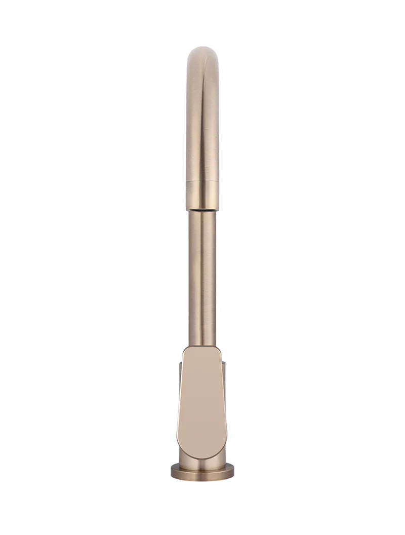 Meir Round Paddle Gooseneck Kitchen Mixer Tap, Champagne