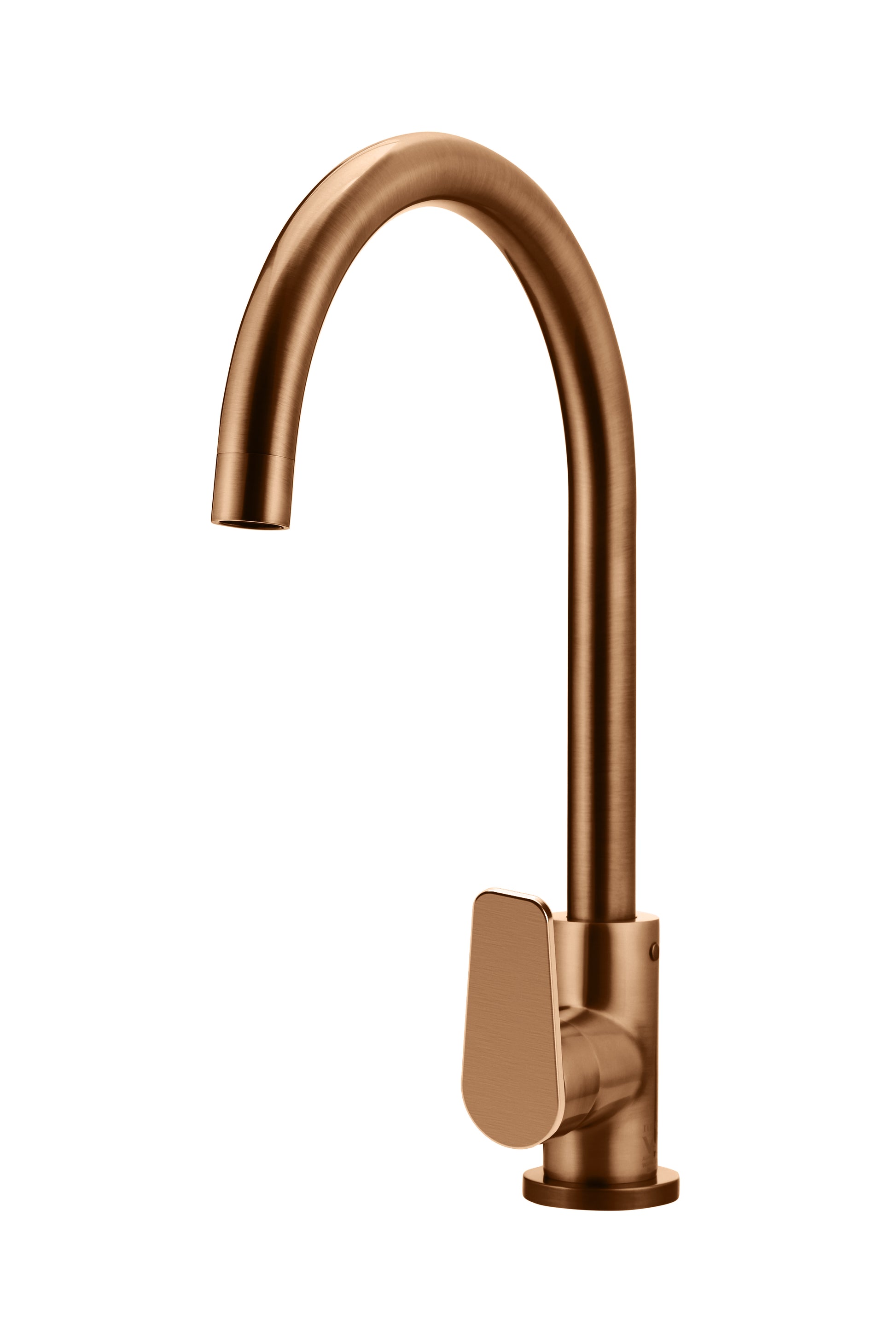 Round Paddle Gooseneck Kitchen Mixer Tap, Lustre Bronze